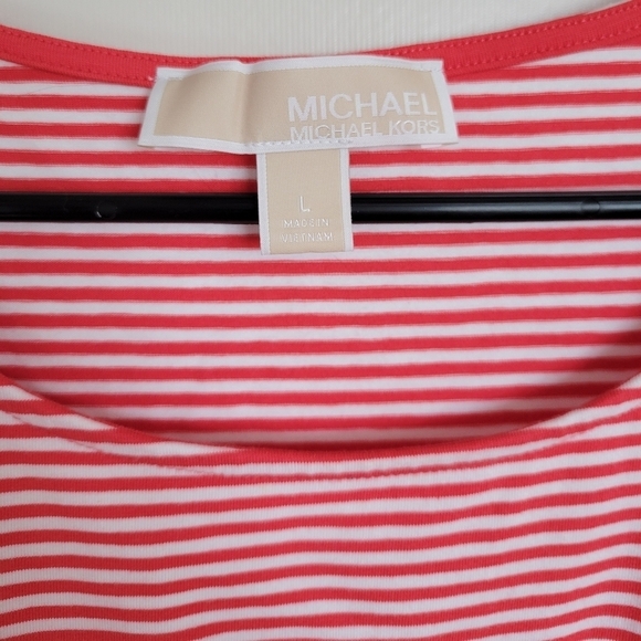 Michael Kors Striped Shirt with Cutout Shoulders Size Large - Picture 3 of 5